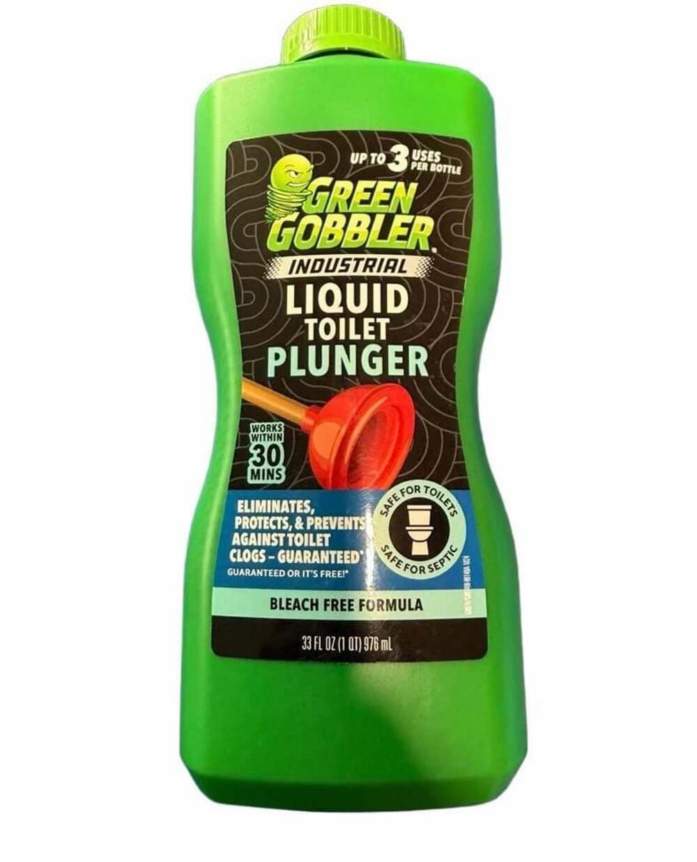 Green Gobbler Industrial Liquid Toilet Plunger Drain Cleaner 33 oz
